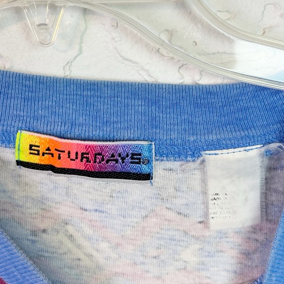 Vintage 80s/90s Blue Geometric Printed Crewneck T-shirt Oversized Unisex Surfer - Picture 6 of 6